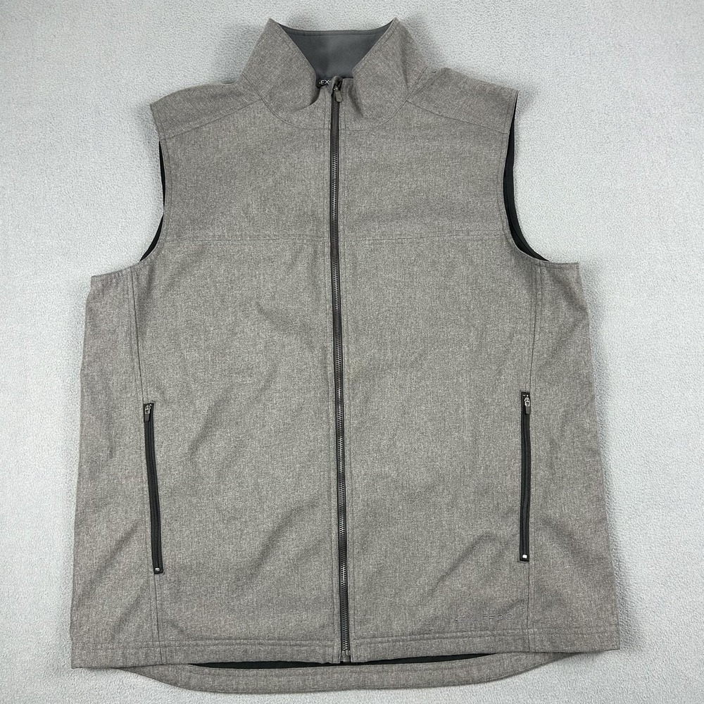 ExOfficio Vest Mens XL Gray‎ Softshell Fleece Lined Zip Front Outdoor Hiking